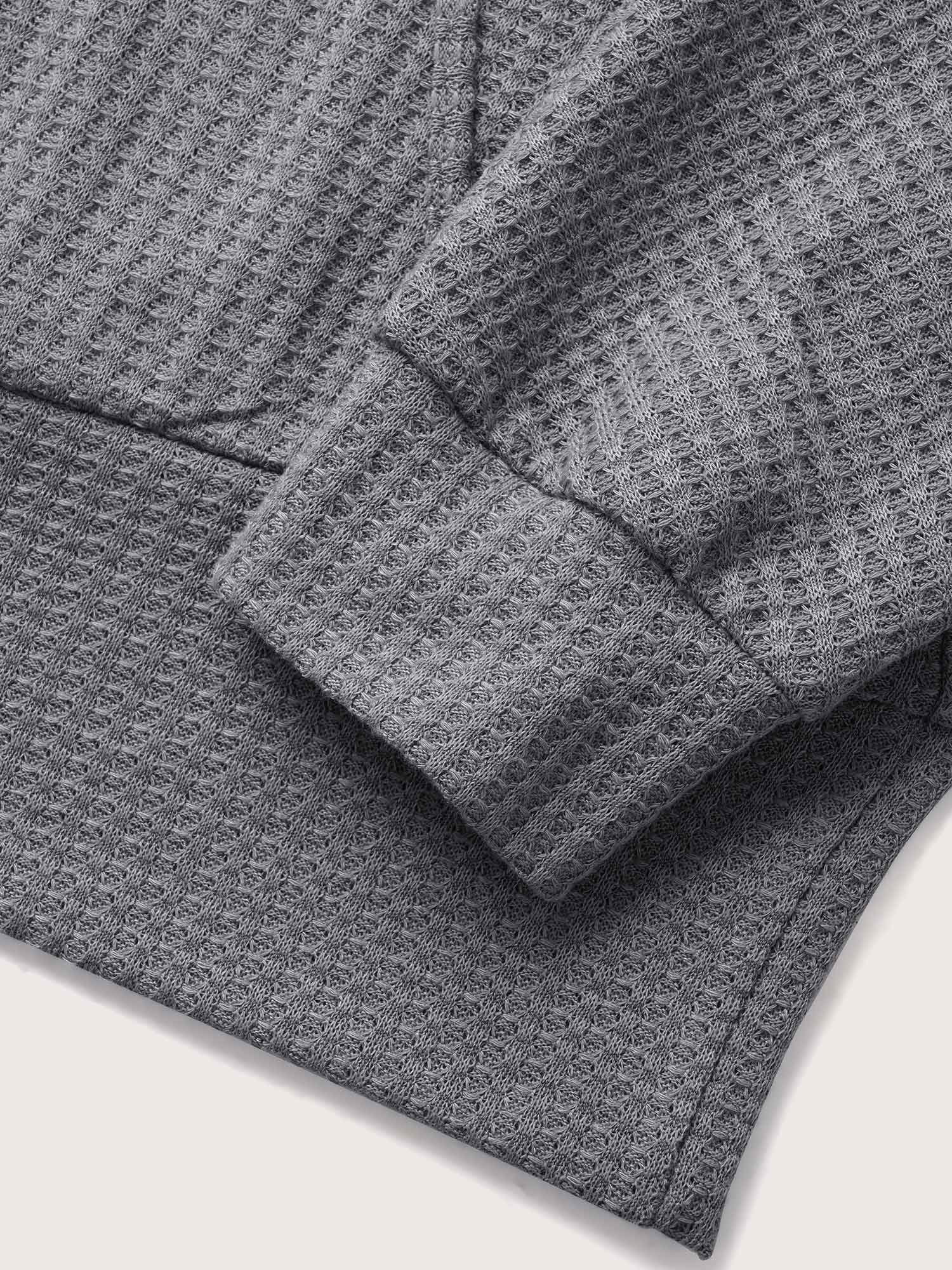 Solid Waffle Knit Wrap Long Sleeve T-shirt