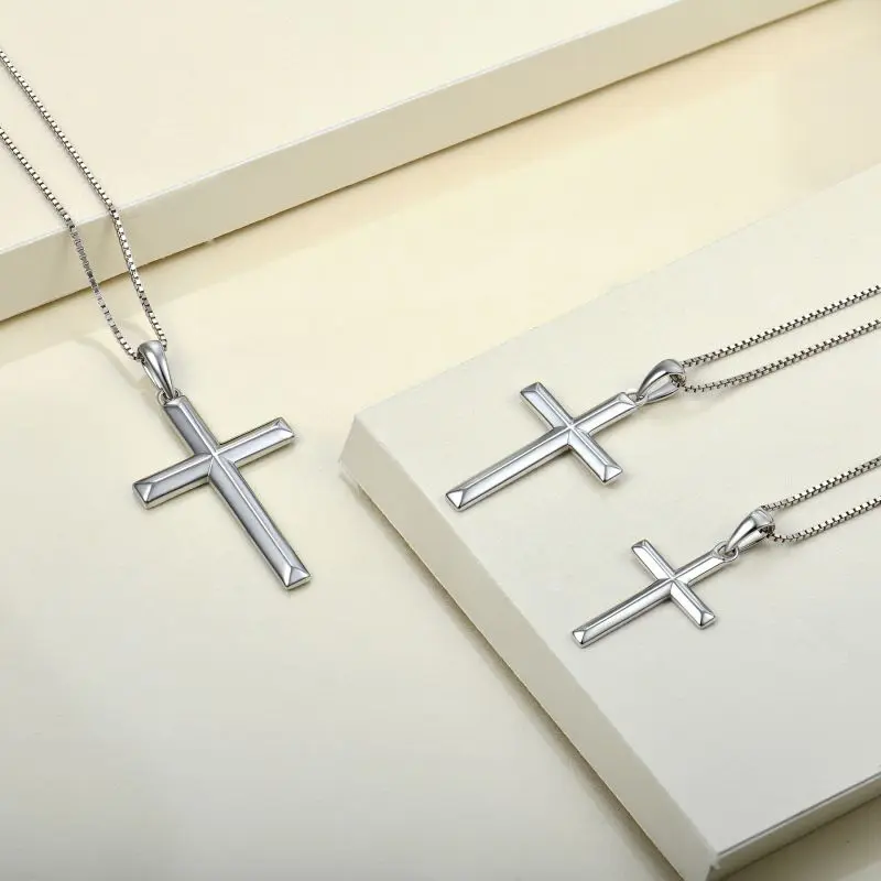 YH JEWELLERY 925 Sterling Silver Elegant Classic Cross Design Necklace Jewelry For Women And Men