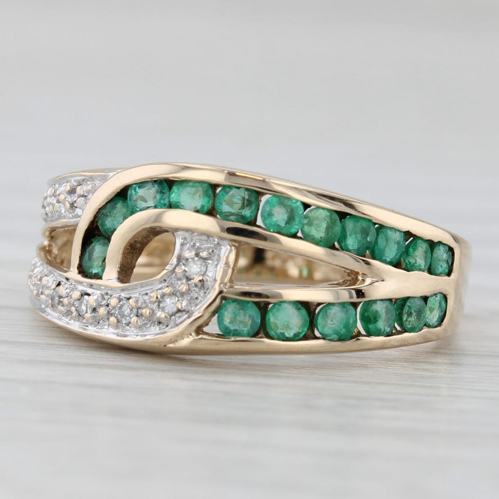 0.50ctw Emerald Diamond Knot Ring 10k Yellow Gold Size 6