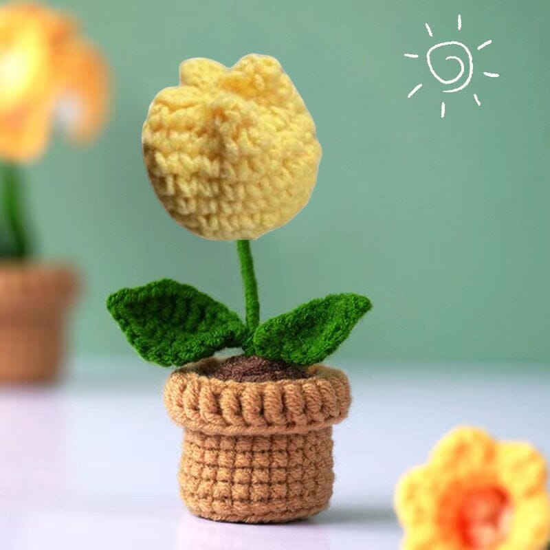 Handmade knitted flowers