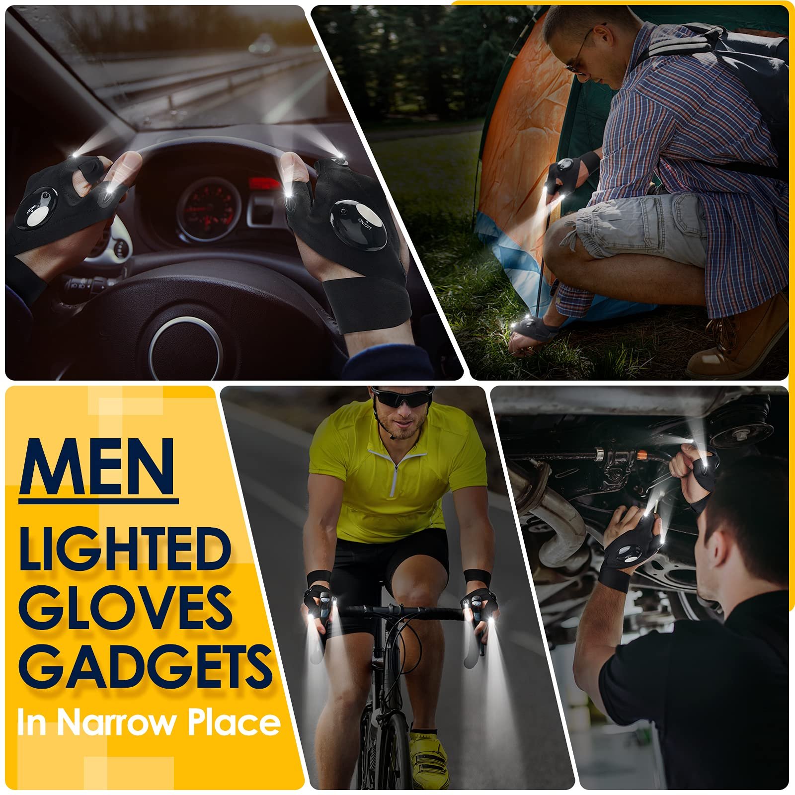 LED Flashlight  Gloves - Practical Durable Fingerless Gloves