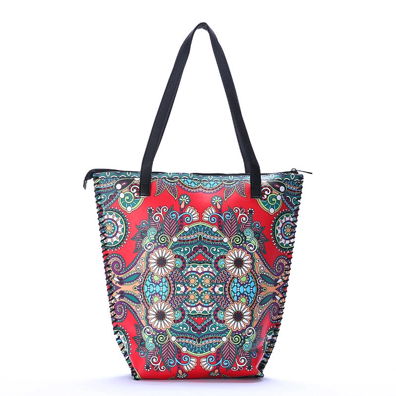 Women's Large Pu Leather Geometric Basic Vacation Bucket Zipper Shoulder Bag