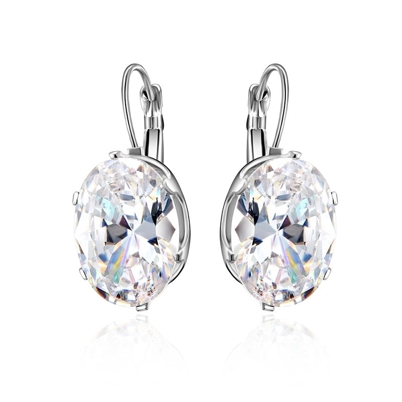1 Pair Elegant Retro Oval Plating Inlay Copper Zircon Rhodium Plated Earrings