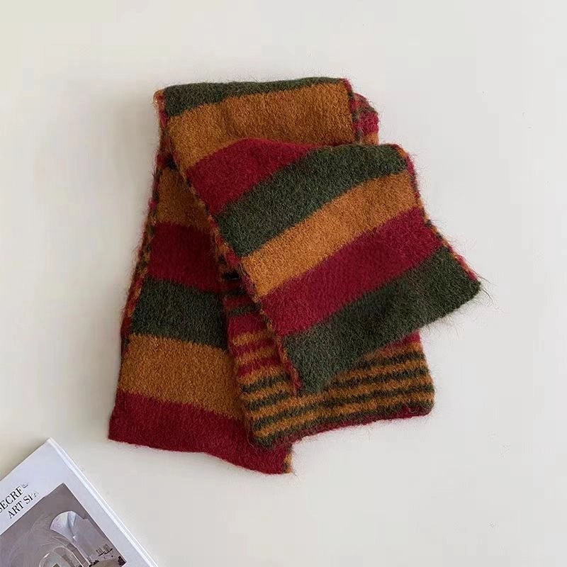Women's Minimalist Stripe Polyester Fleece Scarf