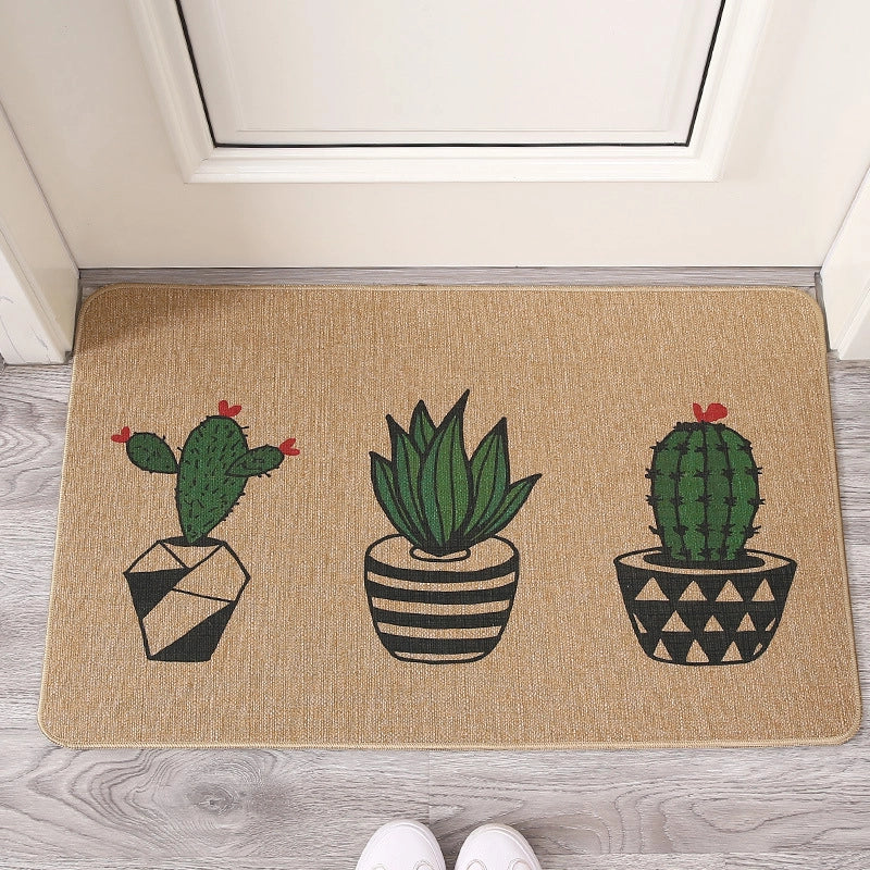 Imitation Saber Hemp Printed Rubber Floor Mat Rubber Bathroom Anti-slip Mat Absorbent Carpet Floor Mat Entrance Door Mat