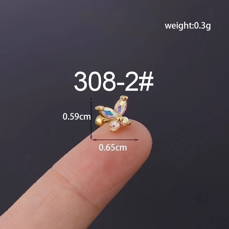 Ear Cartilage Rings & Studs Pastoral Insect Copper Plating Artificial Gemstones