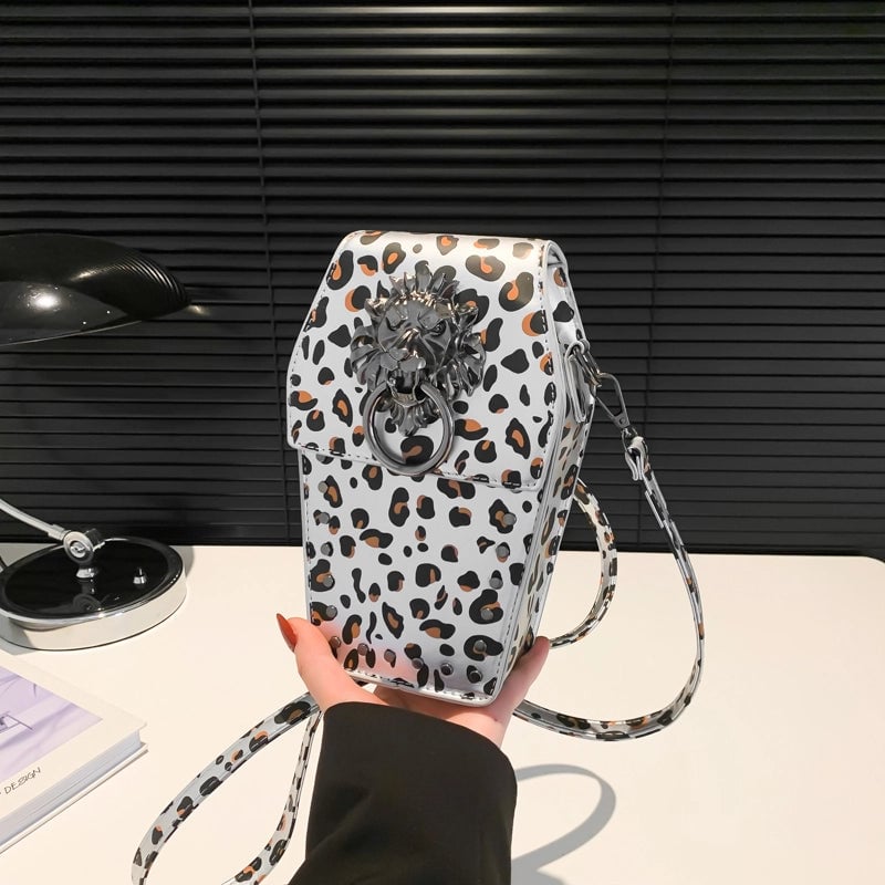 Women's Medium Pu Leather Leopard Streetwear Square Magnetic Buckle Crossbody Bag