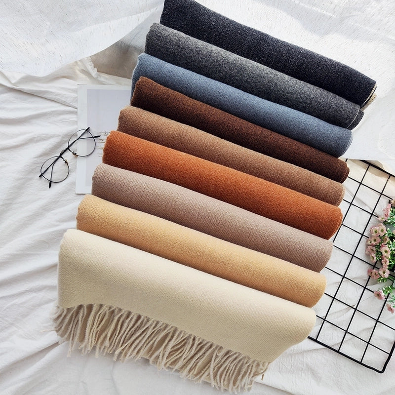 Unisex Sweet Minimalist Solid Color Imitation Cashmere Polyester Scarf