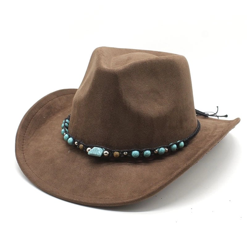 New Suede Ethnic Style Tibetan Western Cowboy Hat Top Hat Autumn And Winter Men's And Women's Felt Hat Curved Jazz Hat
