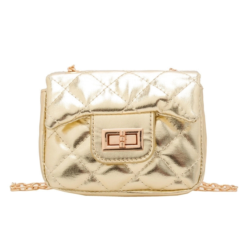 Women's Small Pu Leather Solid Color Lingge Streetwear Square Lock Clasp Shoulder Bag Crossbody Bag