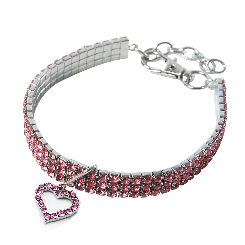 Bling Heart Decor Dog Cat Collar