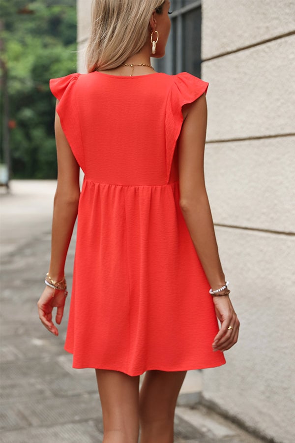 Fashion V Neck Solid Color Casual Dress