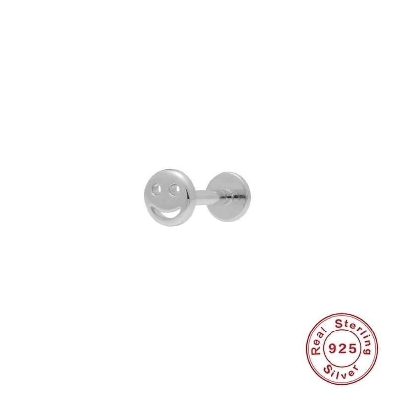 Fashion Solid Color Sterling Silver Inlay Pearl Zircon Ear Studs 1 Piece