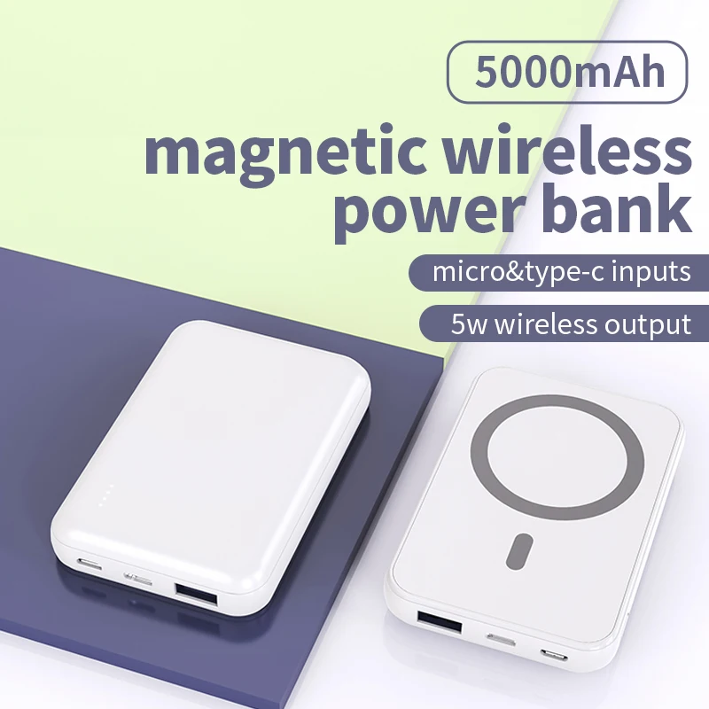 Capacity Pocket 10W Magnetic Wireless Charging Powerbank 5000mah With Usb Portable Mini Power Bank