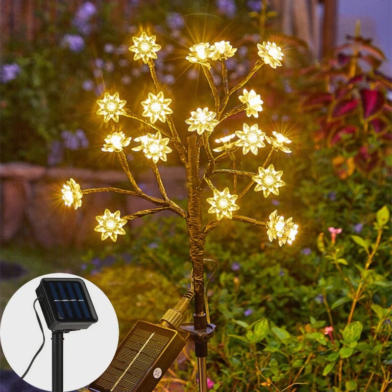 Outdoor Waterproof Cherry Blossom  Multicolor Solar Garden Lights