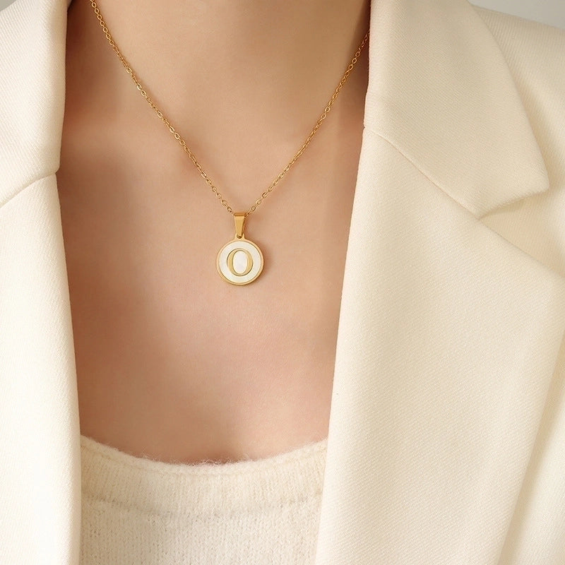 Fashion Letter 304 Stainless Steel Shell 18K Gold Plated Plating Pendant Necklace