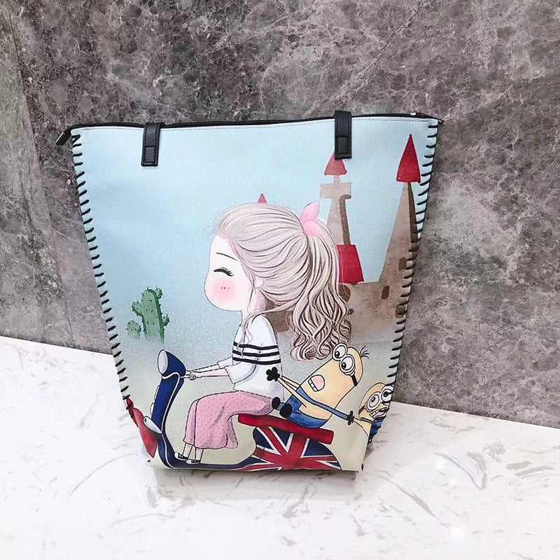 Women's Large Pu Leather Geometric Basic Vacation Bucket Zipper Shoulder Bag