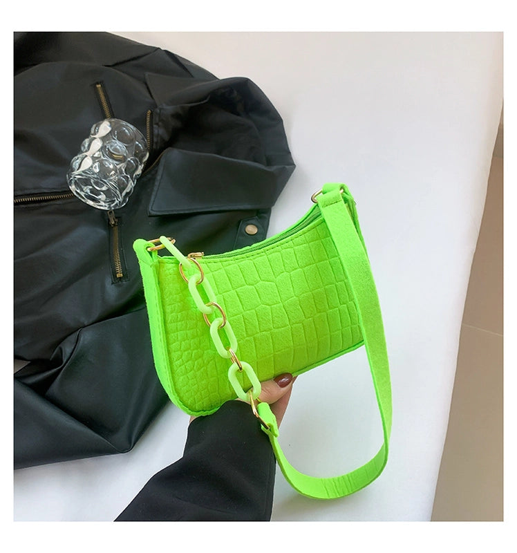 Women's Small Cloth Solid Color Basic Vintage Style Zipper Underarm Bag