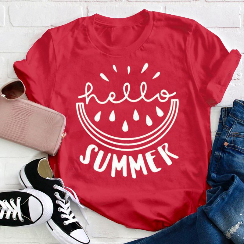 Watermelon Hello Summer Teacher T-Shirt