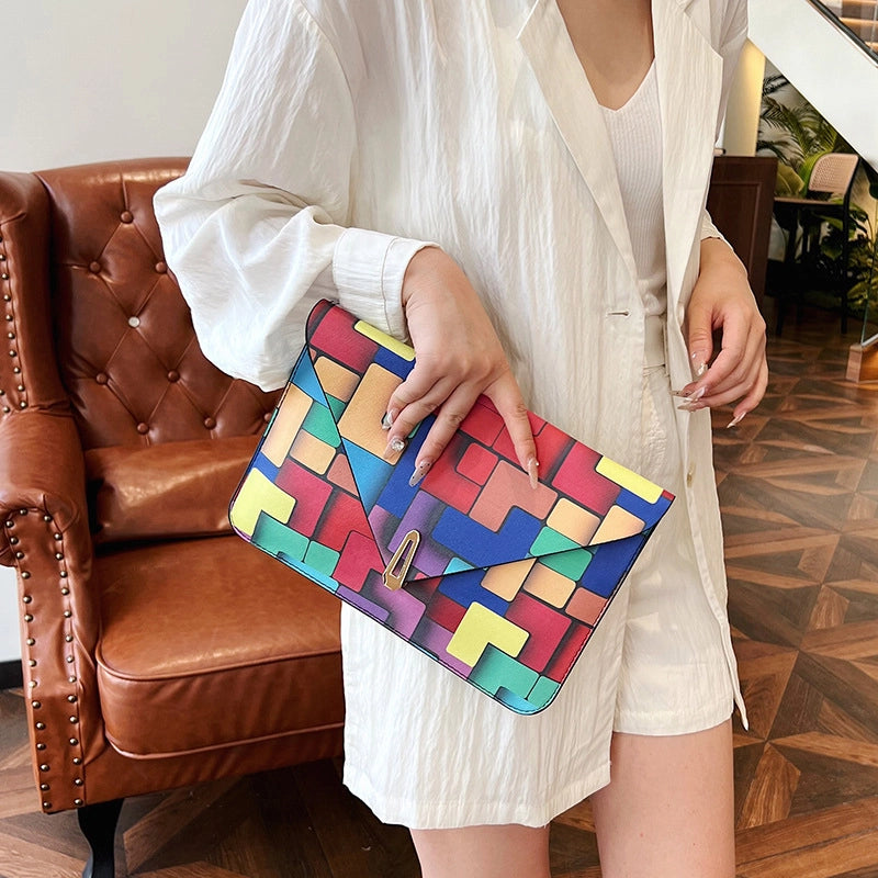 Colour Pu Leather Multicolor Sewing Thread Square Clutches