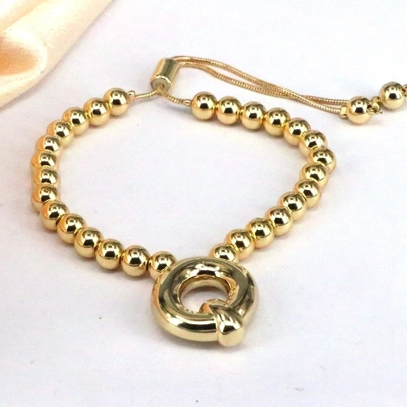Copper Gold Plated Vintage Style Minimalist Letter Bracelets