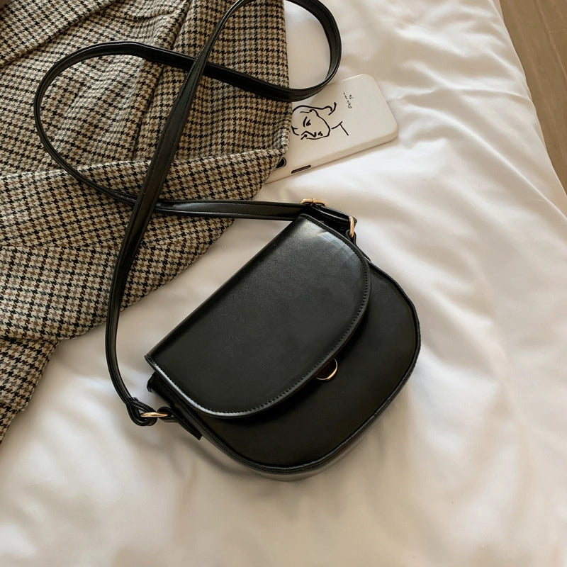 Women's Pu Leather Solid Color Basic Classic Style Square Flip Cover Crossbody Bag