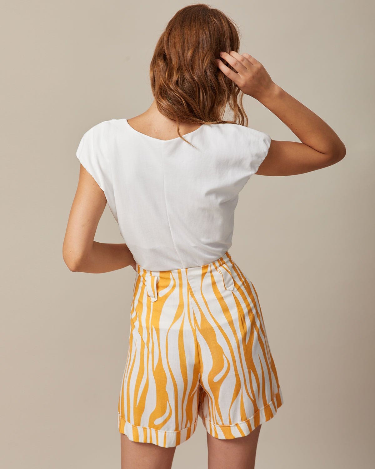 The Yellow High Waisted Zebra Print Shorts