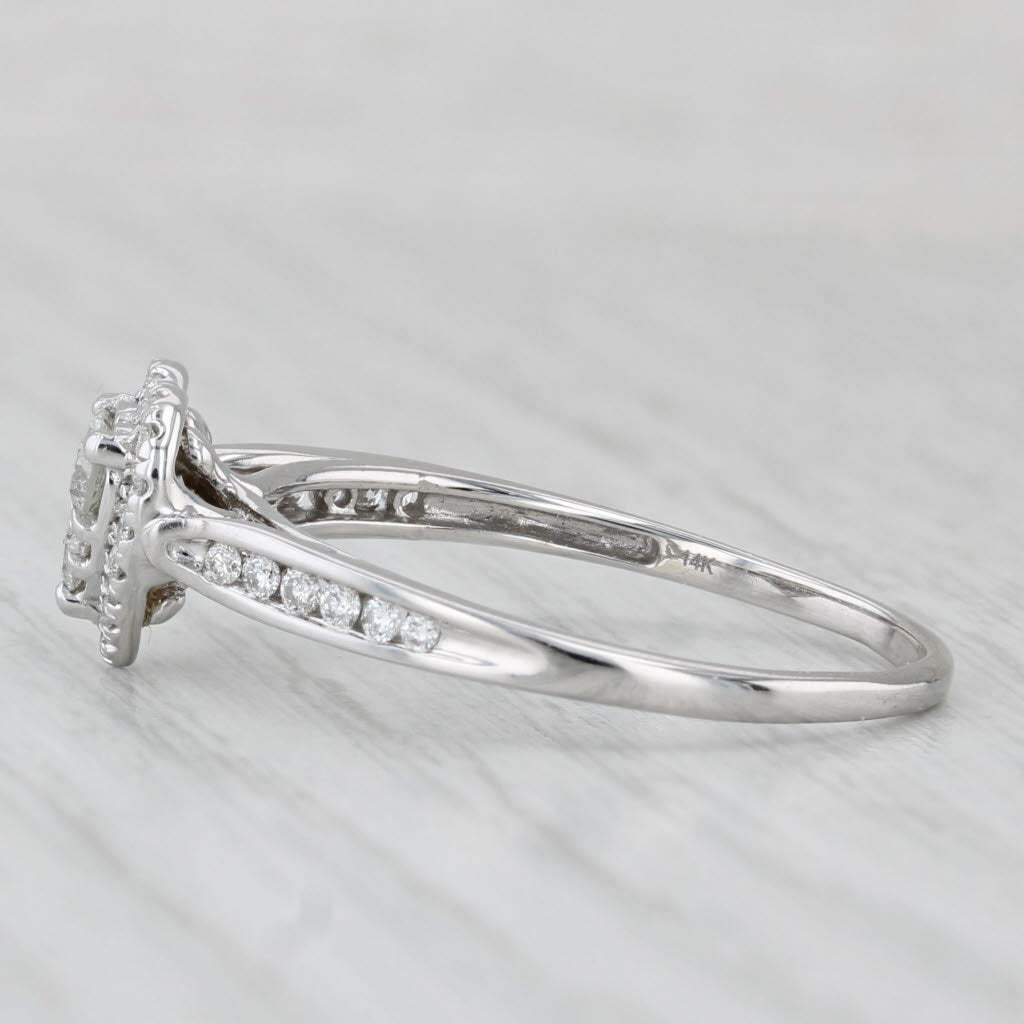 0.36ctw Diamond Cluster Heart Halo Ring 14k White Gold Engagement Size 10