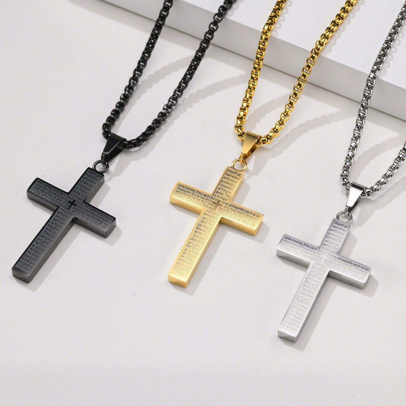 ✝️Lord's Prayer Scibble Cross Necklace