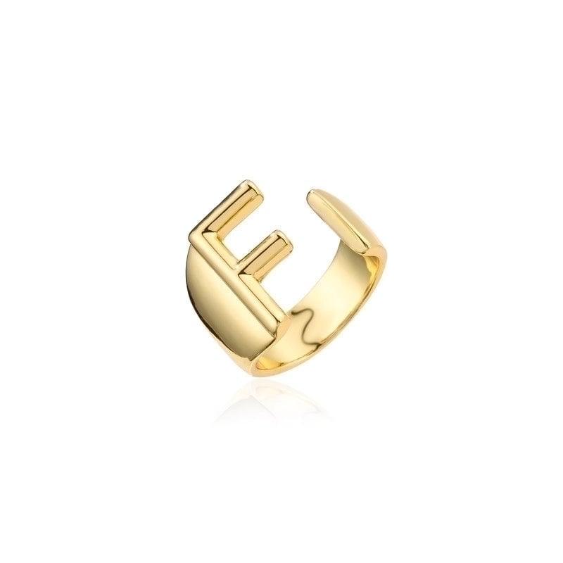 New 18k Copper Gold-plated Alphabet Open Ring