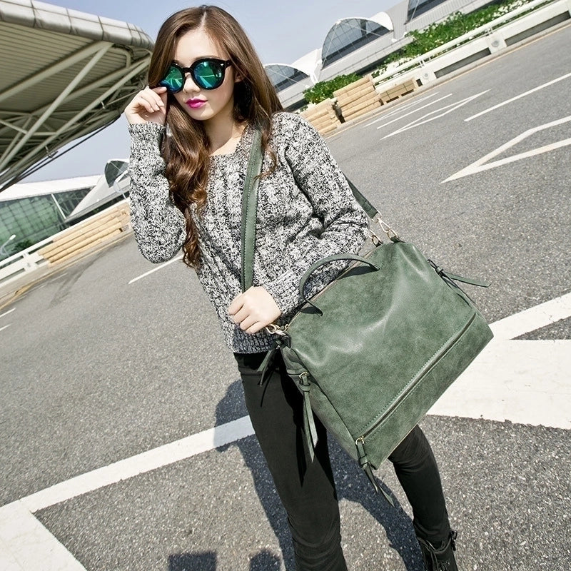 Women's Fashion Solid Color Pu Leather Travel Bags