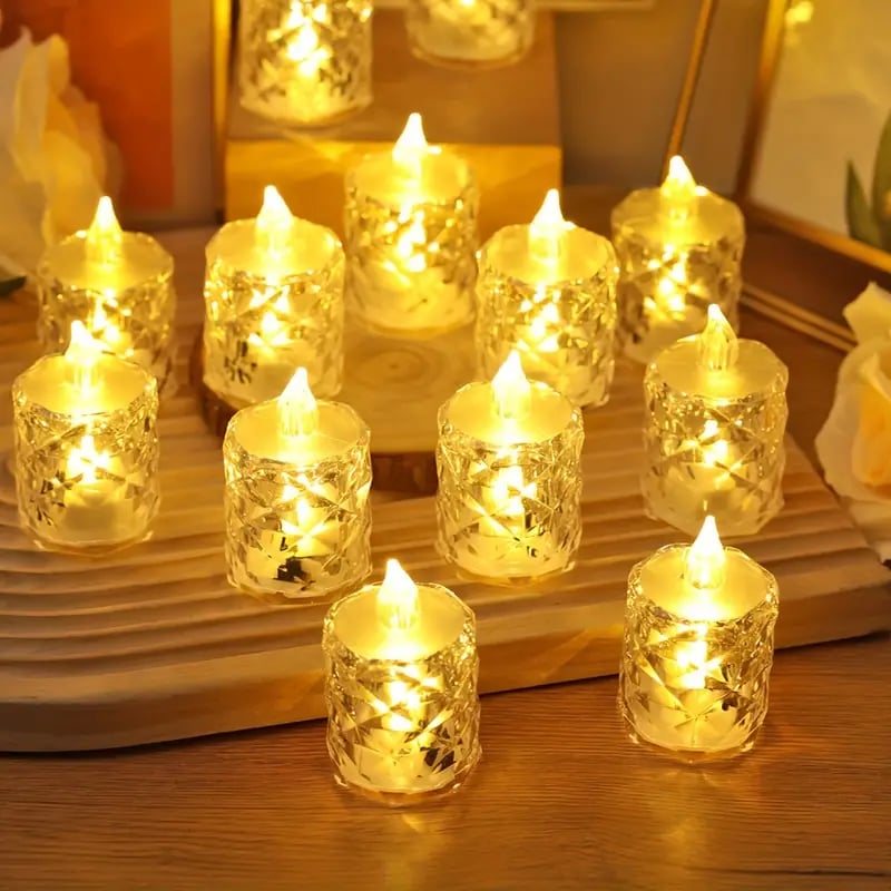 🔥3pcs/SET Crystal Flameless Candle Light