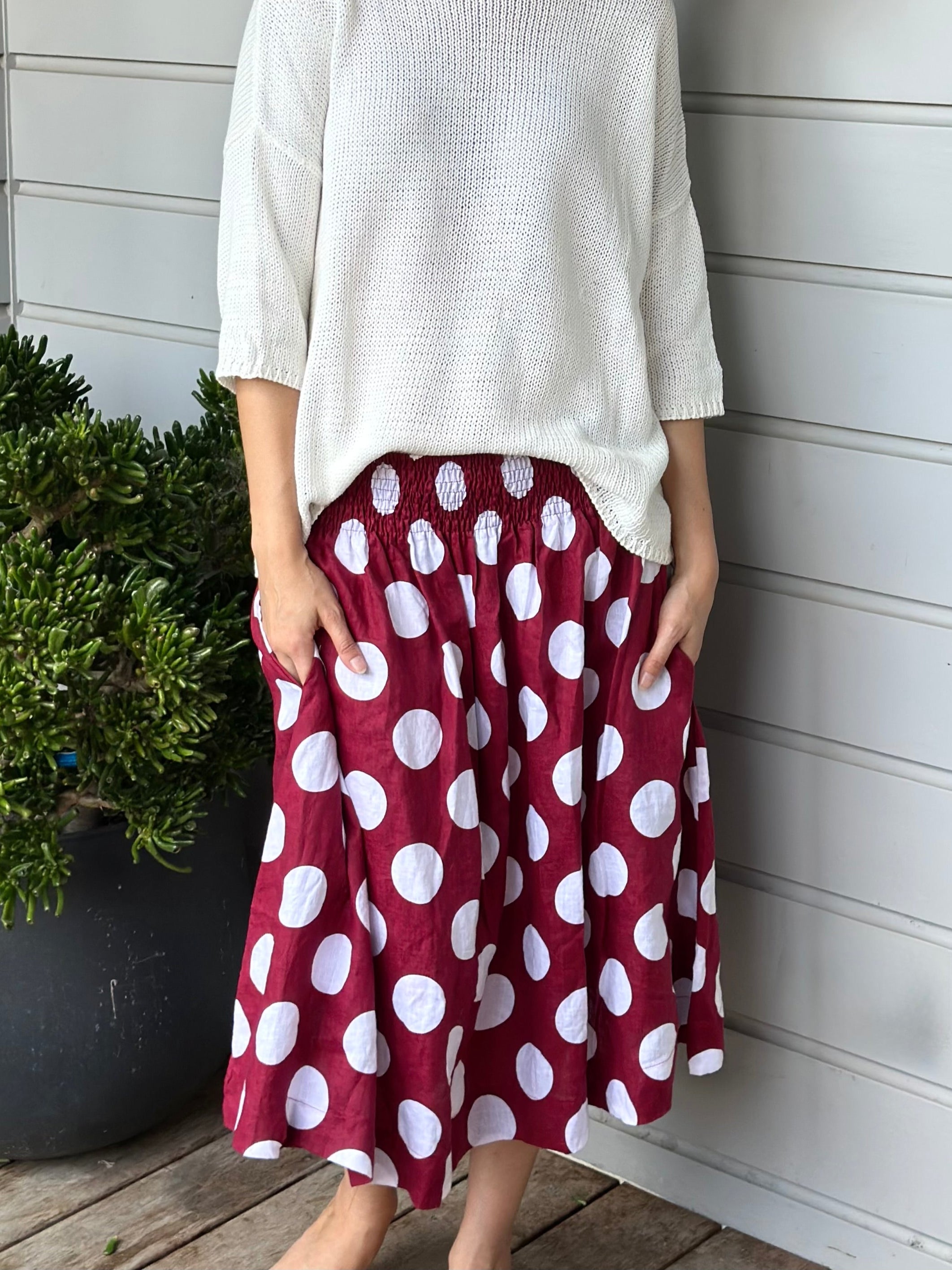 lola skirt - big wine spot linen