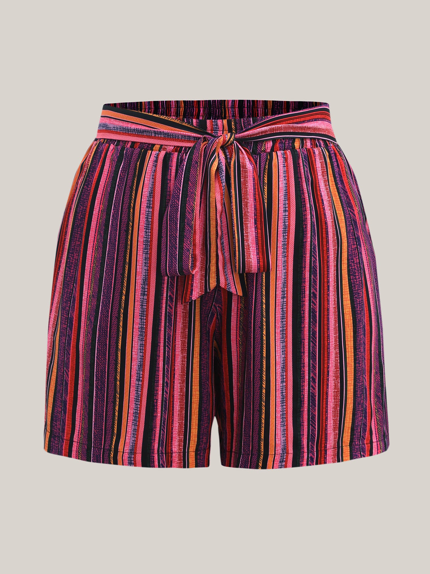 Rayon Colorful Stripes Wide-Leg Shorts
