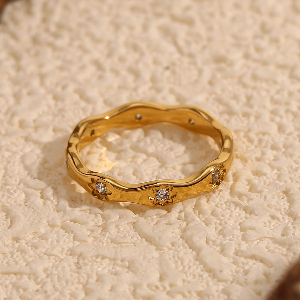 Niche Fashion Circle Geometric Stainless Steel Electroplating Rings