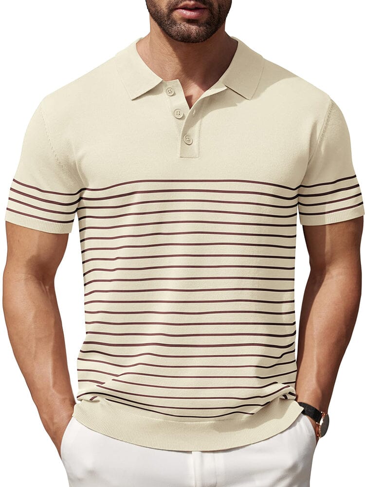 Casual Stripe Knit Polo Shirt (US Only)