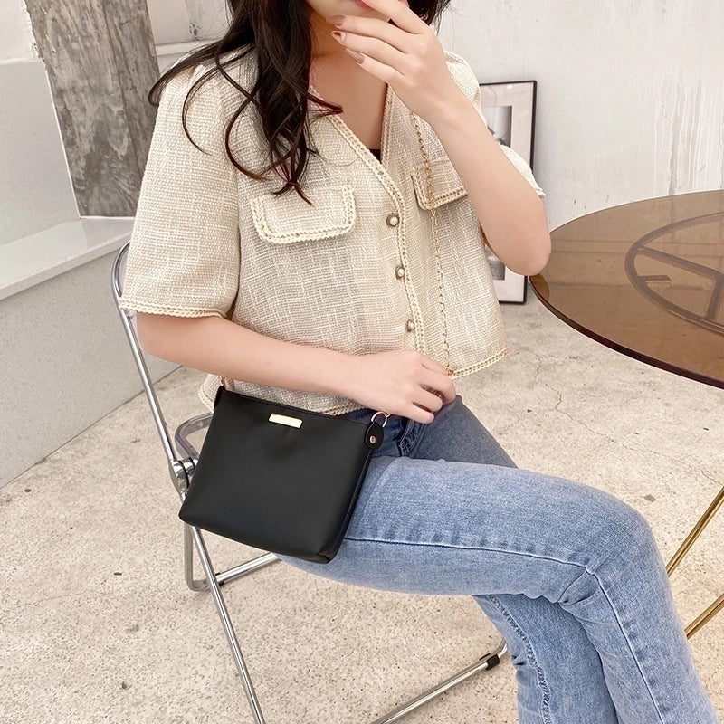 Women's Small Pu Leather Solid Color Fashion Square Zipper Crossbody Bag