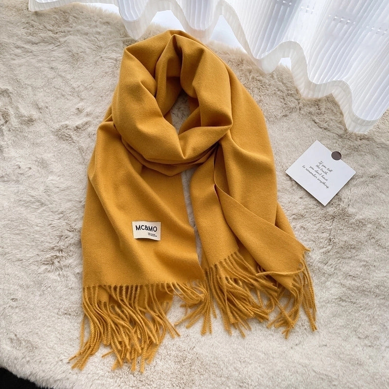 New Solid Color Cashmere Scarf Women's Fashion Wear Autumn And Winter Warm Shawl Women's Scarf