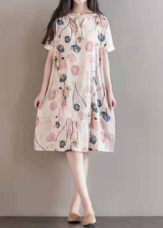 Women o neck large hem cotton quilting clothes Organic Fashion Ideas floral Robe Dresses Summer