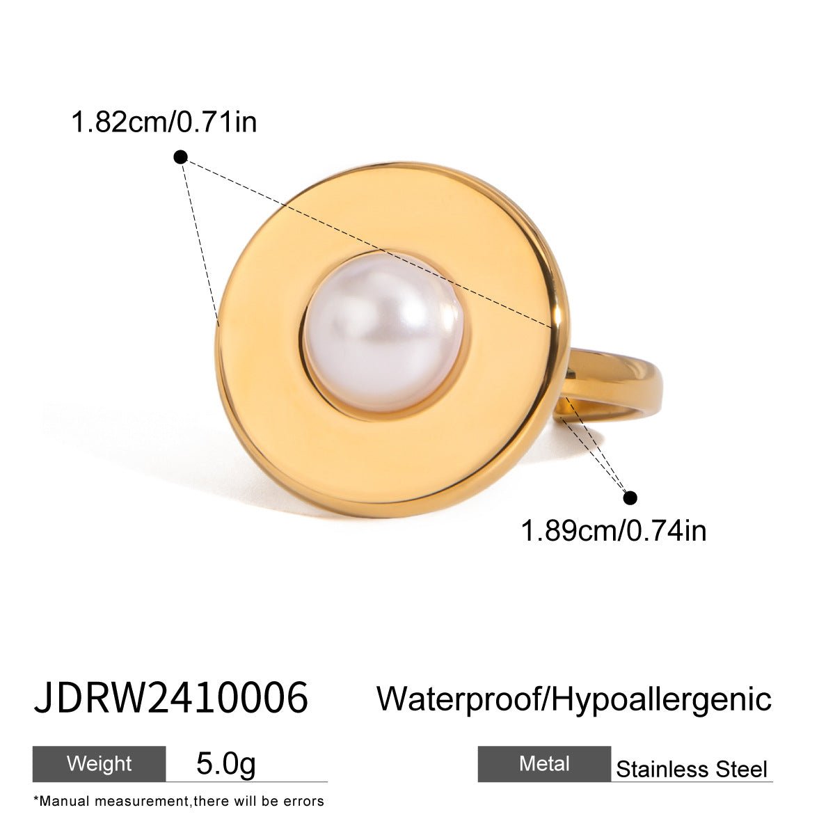 Titanium Steel Pearl Ring Female Niche Design Ring Stainless Steel Rings