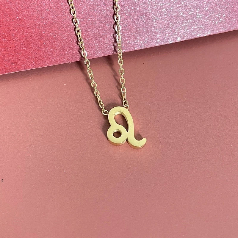 Simple Fashion Twelve Constellation Stainless Steel Geometric Necklace