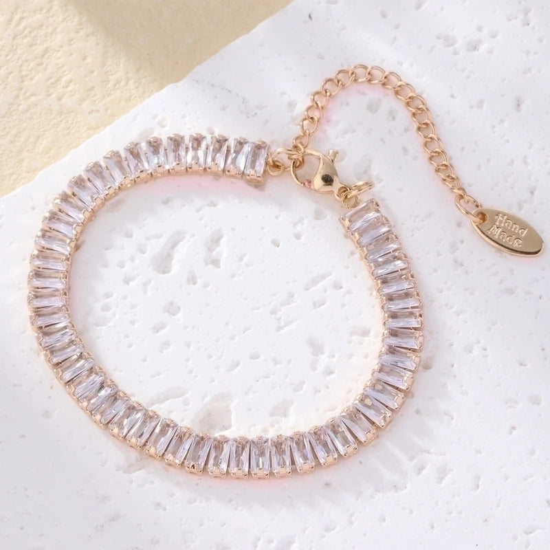 2 Pieces Ig Style Geometric Stainless Steel Inlay Zircon Bracelets
