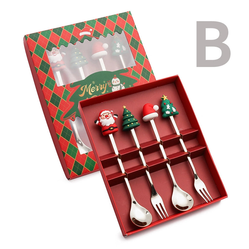 Christmas Cute Christmas Tree Santa Claus Star 304 Stainless Steel PVC Tableware 1 Piece