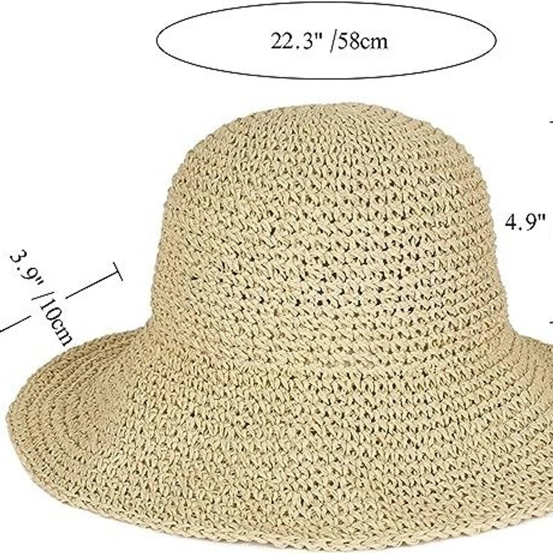 Summer Straw Hat Female Sun Protection Beach Sun Hat Holiday Sun Hat Seaside Big Brim Fisherman Hat Sun Protection Hat Handmade