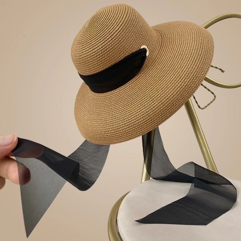 Women's Minimalist Bow Knot Braid Flat Eaves Straw Hat