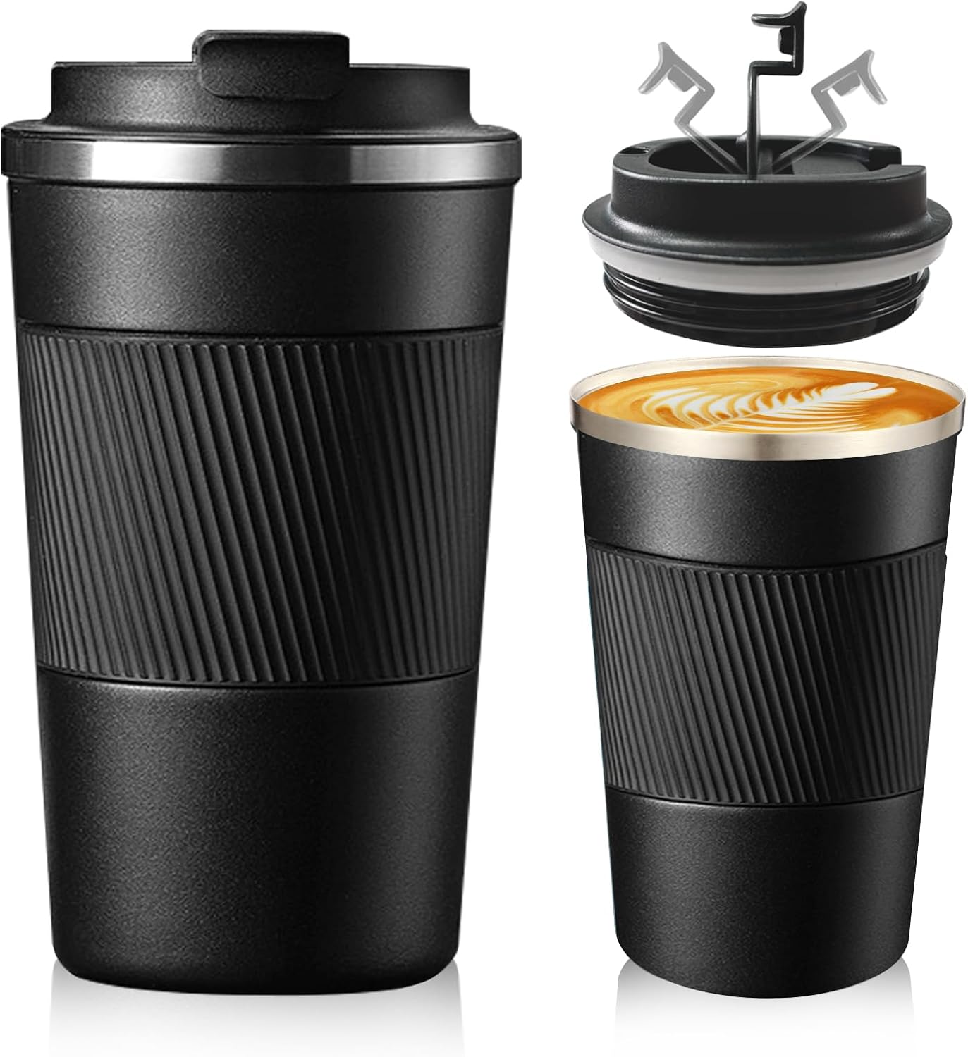 Senshuomy Travel Mug, Insulated Coffee Cup with Leakproof Lid, Reusable Coffee Cups Travel Cup, Stainless Steel thermaol Mug for Hot Cold Drinks (Green 380ml)