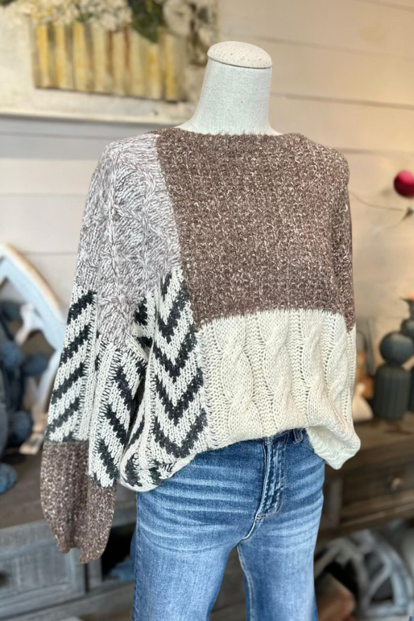 Loose Colorblock Knitted Sweater