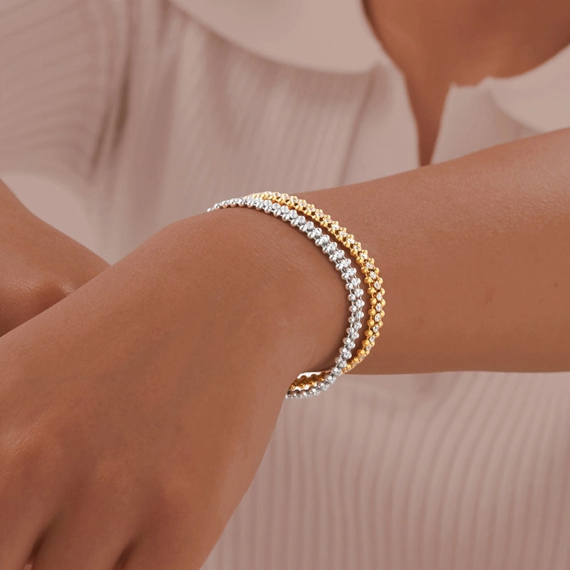 Modern Style Solid Color 201 Stainless Steel Zircon Bracelets In Bulk