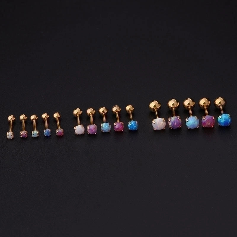 Ear Cartilage Rings & Studs Geometric 316L Stainless Steel  Plating Artificial Gemstones