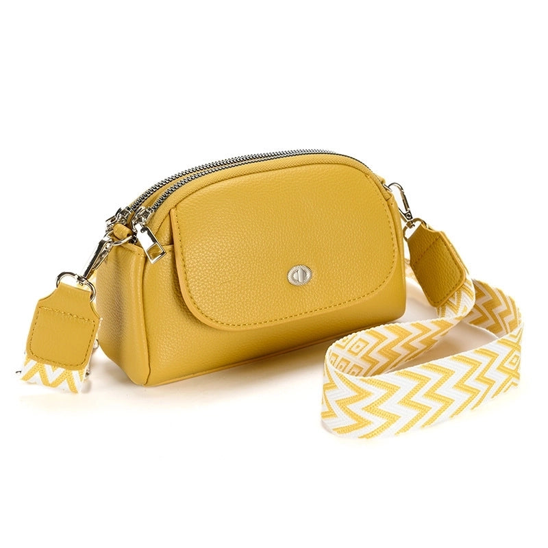 Women's Medium Pu Leather Solid Color Basic Classic Style Square Flip Cover Crossbody Bag